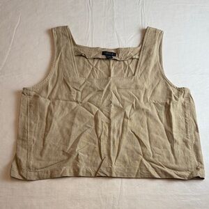 Ann Taylor Women's Tan Beige Sleeveless Cropped Square Neck Tank Top Size S